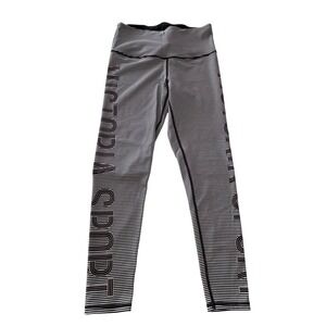 Victoria's Secret Sport Knockout Leggings Medium Black White Stripe Logo